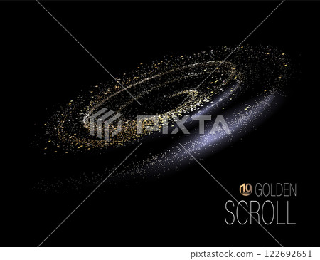 Design element, a swirl of bright gold glitter tinsel 122692651