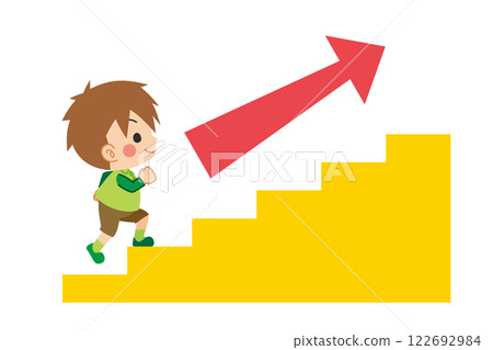 Illustration of a cute little boy climbing stairs, white background, vector, clip art Illustration of a cute little boy climbing stairs, white background, vector, clip art 122692984