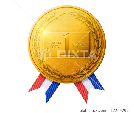 First place gold medal with tricolor ribbon 122692993