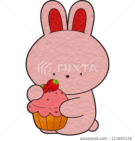 the rabbit with a cupcake 122693128