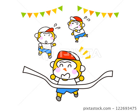 Cute monkeys running at the sports festival Cute monkeys running at the sports festival 122693475