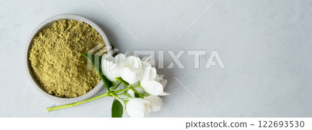 Banner. Raw henna powder for natural hair and eyebrow coloring dyeing Banner. Raw henna powder for natural hair and eyebrow coloring dyeing 122693530