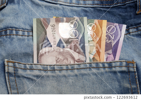 Barbadian dollar in the pocket of blue jeans 122693612