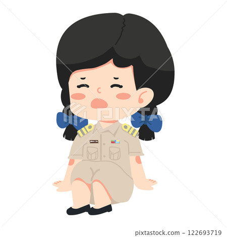 teacher sits down to rest teacher sits down to rest 122693719