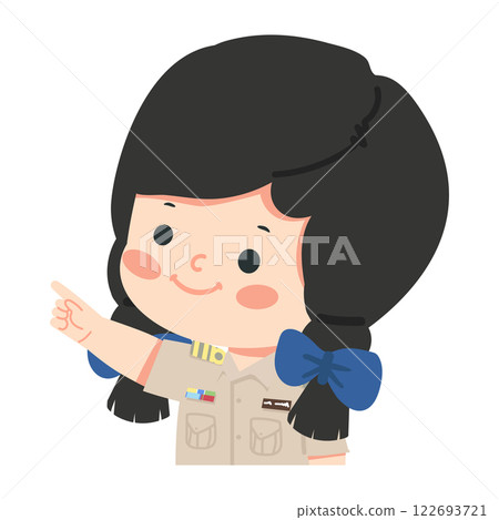 Teacher girl pointing a finger 122693721