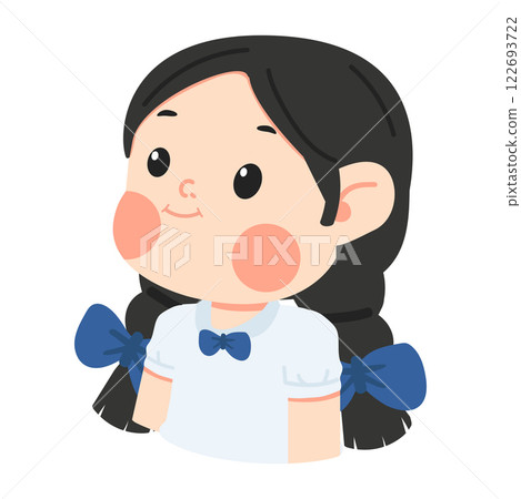 Cute Cartoon Girl with Pigtails 122693722