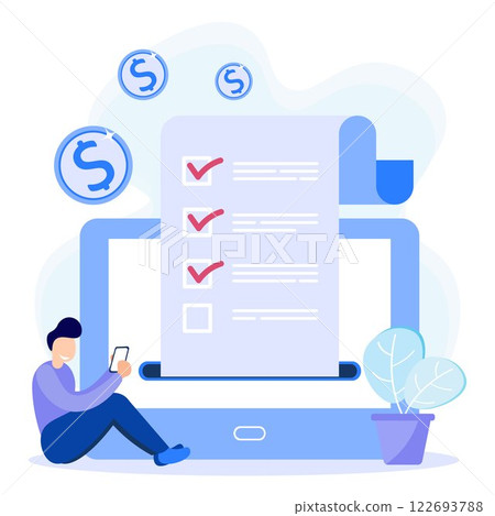 Illustration vector graphic cartoon character of salary payment 122693788