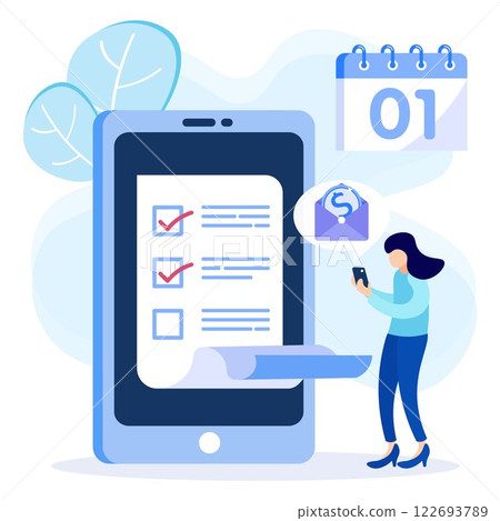 Illustration vector graphic cartoon character of salary payment Illustration vector graphic cartoon character of salary payment 122693789