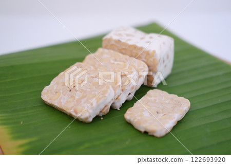 Tempeh is a traditional Indonesian food made from soybeans fermented with the Rhizopus oligosporus fungus Tempeh is a traditional Indonesian food made from soybeans fermented with the Rhizopus oligosporus fungus 122693920