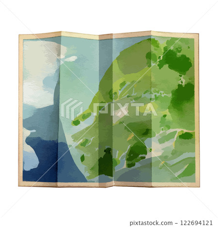 AI-generated watercolor illustration of a fictional map 122694121