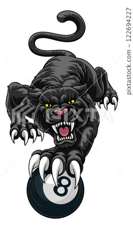Panther Leopard Pool Billiards Ball Team Mascot Panther Leopard Pool Billiards Ball Team Mascot 122694227