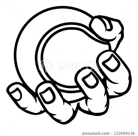 Mascot Person Hand Fist Holding Tennis Ball Mascot Person Hand Fist Holding Tennis Ball 122694236