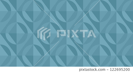 Modern geometric tessellation with interlocking circles and diamonds in various blue shades. Ideal for wallpapers, textiles, packaging, web backgrounds, or contemporary design projects. 122695200