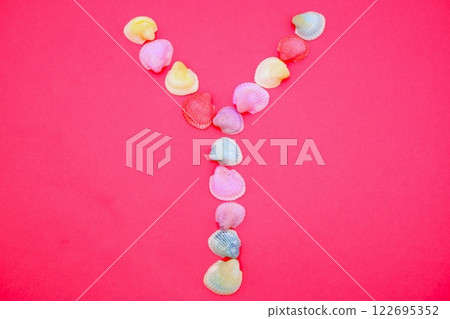Alphabet made from seashells 122695352