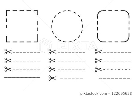 vector, dashed lines, scissors icon 122695638