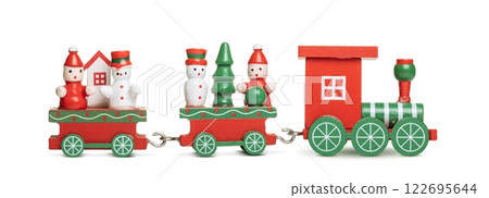 red christmas train toy isolated on white background. wide banner for christmas 122695644