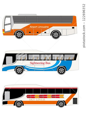 Working vehicles - limousine buses, sightseeing buses, express buses 122696352