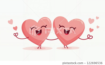 hearts with happy faces as abstract valentine holiday background, hearts couple celebrating saint valentine day and love concept hearts with happy faces as abstract valentine holiday background, hearts couple celebrating saint valentine day and love concept 122696536