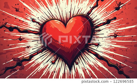 a big red heart on colorful pink background, abstract illustration for Valentine's Day celebration, bright and cheerful a big red heart on colorful pink background, abstract illustration for Valentine's Day celebration, bright and cheerful 122696585