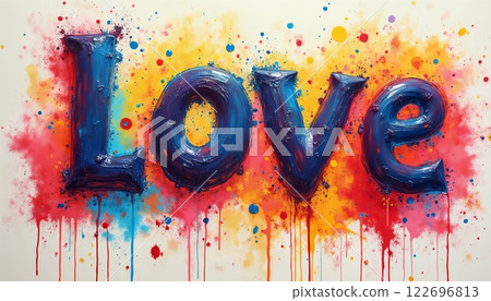 the inscription Love made with paints multicolored and bright on an abstract background, illustration for Valentine's Day the inscription Love made with paints multicolored and bright on an abstract background, illustration for Valentine's Day 122696813