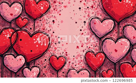 abstract illustration for Valentine's Day celebration, many hearts on pink background, colorful, bright and cheerful abstract illustration for Valentine's Day celebration, many hearts on pink background, colorful, bright and cheerful 122696985