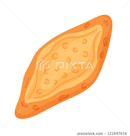 Turkish bakery for breakfast ekmek in cartoon style. Traditional bread for restaurant menu. Isolated on a white background. 122697616