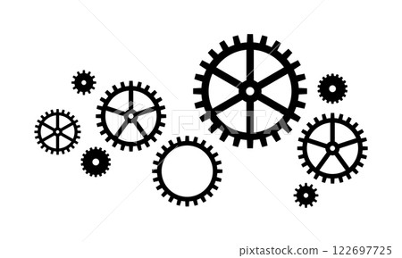 Gears, Scattered, Illustration, Metal, Vector, Black Gears, Scattered, Illustration, Metal, Vector, Black 122697725