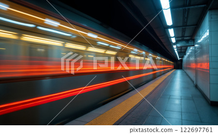 Subway, Metro station, train blurred in motion Subway, Metro station, train blurred in motion 122697761
