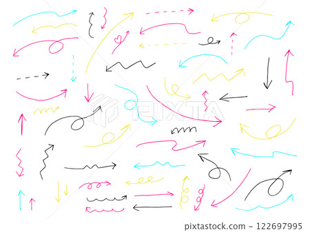 Colorful hand drawn arrows illustration set 122697995