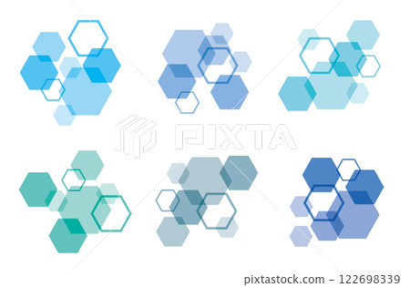Geometry, hexagon, cluster, set, cool colors 122698339