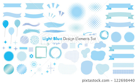 Light blue, blue, decoration, many, set, vector 122698440