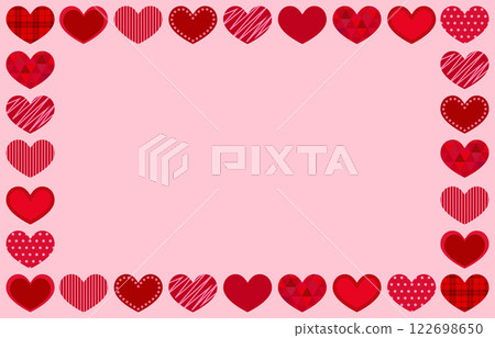 Red heart pink background frame vector illustration material [horizontal] 122698650