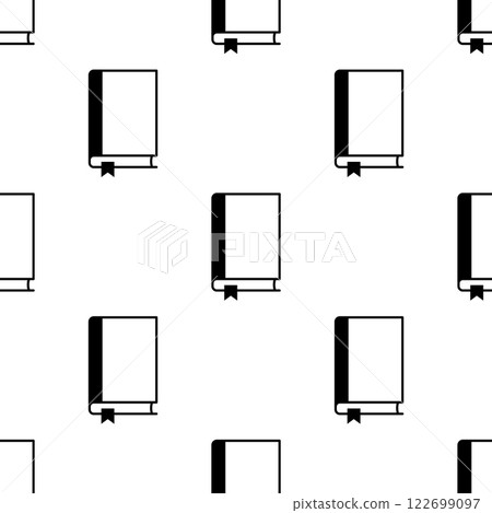 Seamless pattern featuring stylized black book icons on a clean white background. Perfect for a book-themed design. 122699097