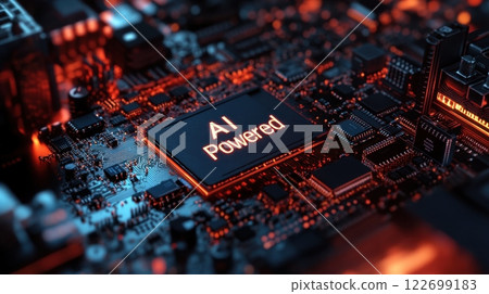 Advanced AI Processor Chip on a Circuit Board 122699183