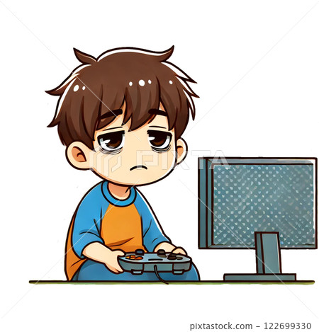 孩子玩遊戲後眼睛疲勞 122699330