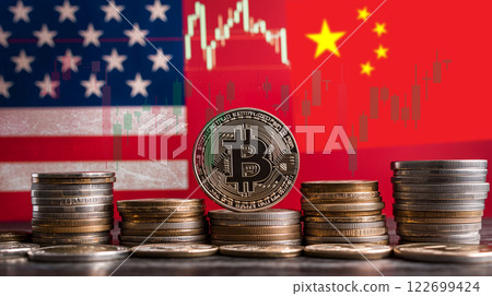 Cryptocurrencies and global trade, Bitcoin's dominance in financial markets, geopolitical and economic implications, and US-China rivalry 122699424