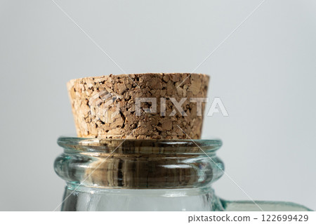 Cork in a glass bottle close-up Cork in a glass bottle close-up 122699429