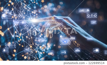 A symbolic representation of the connection between humans and artificial intelligence A symbolic representation of the connection between humans and artificial intelligence 122699514