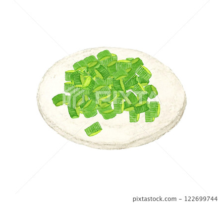 Small green onion - Hand-drawn watercolor illustration of fresh vegetables 122699744