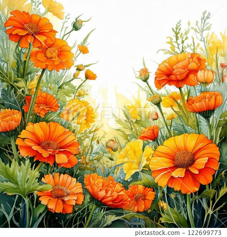 colorful flowers in the garden 122699773