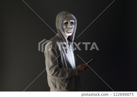 A man wearing a mask representing a sick part-time job A man wearing a mask representing a sick part-time job 122699875