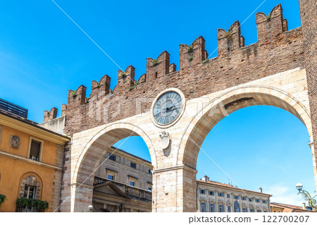 Portoni della Bra gate into Piazza Bra square in Verona, Italy, Europe, 122700207