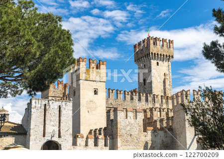 Scaligero Castle in historical centre of Sirmione, on Lake Garda, Italy, Europe. 122700209