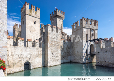 Scaligero Castle in historical centre of Sirmione, on Lake Garda, Italy, Europe. 122700236