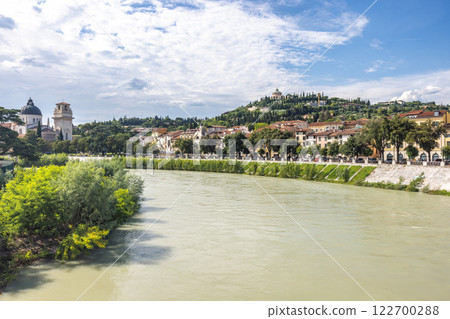 Verona town with flowing The Adige river, Italy, Europe. Verona town with flowing The Adige river, Italy, Europe. 122700288