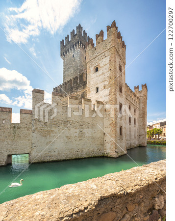 Scaligero Castle in historical centre of Sirmione, on Lake Garda, Italy, Europe. Scaligero Castle in historical centre of Sirmione, on Lake Garda, Italy, Europe. 122700297