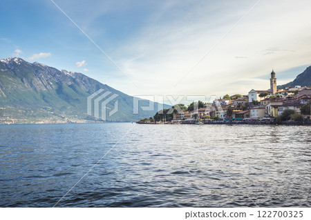 Lake Garda with Limone Sul Garda town and mountains in background, Italy, Europe. Lake Garda with Limone Sul Garda town and mountains in background, Italy, Europe. 122700325