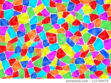 Stained glass window made of colored glass 122700479