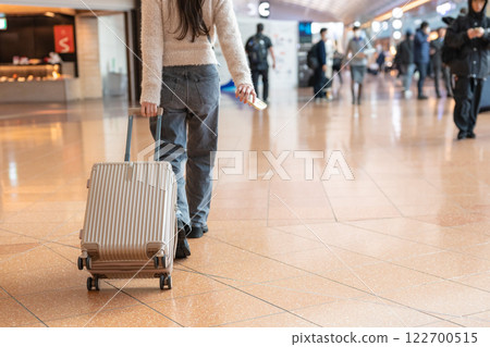 A woman drawing a carry bag 122700515