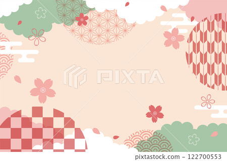 Cherry blossoms falling in spring Japanese background_vector illustration 122700553